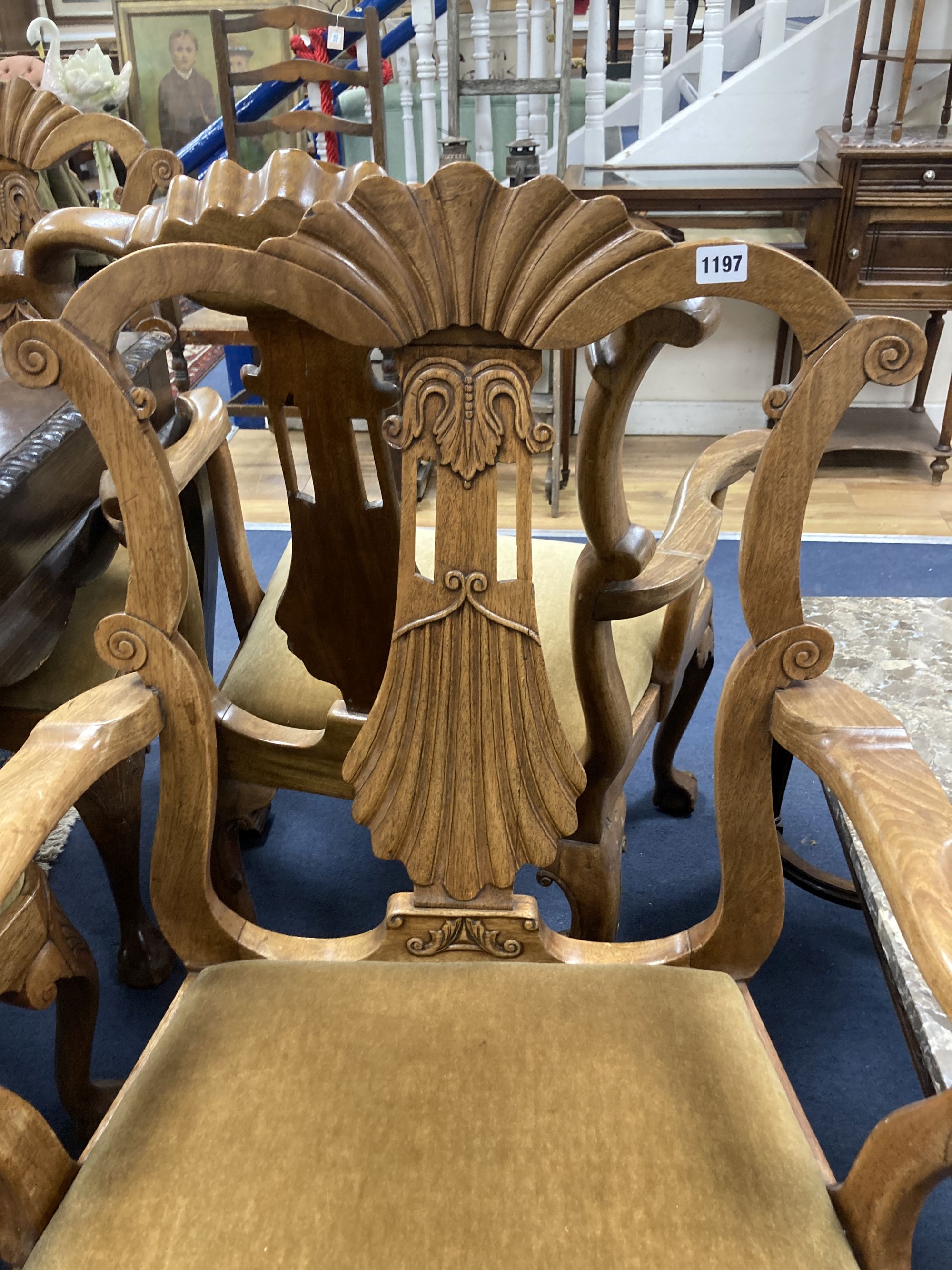 A set of eight Chippendale style mahogany dining chairs, including two carvers,